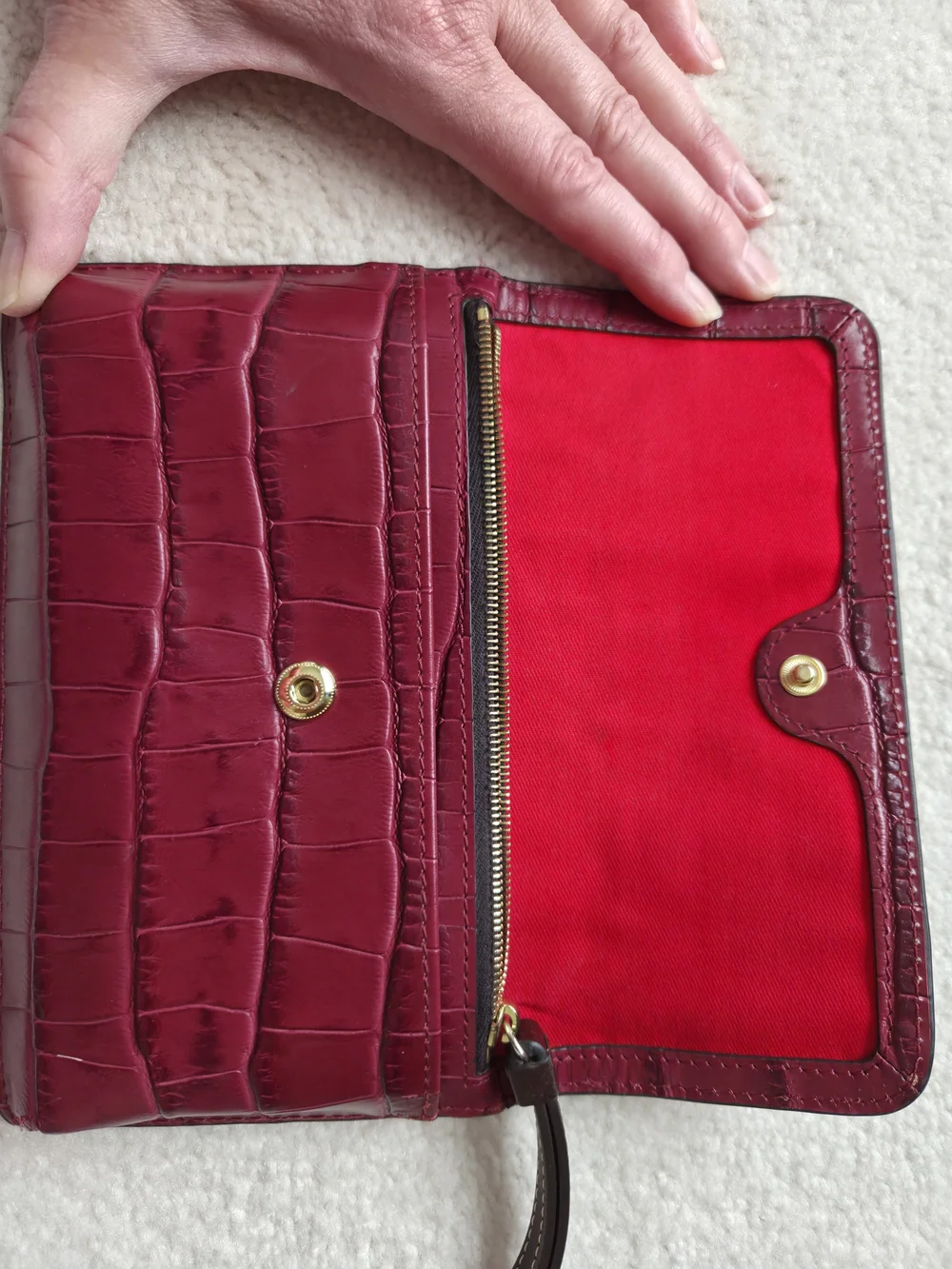 Dooney & Bourke Wine Croc-Embossed Leather Wristlet